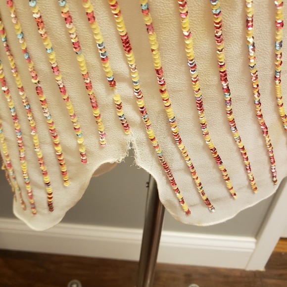 Short ivory multicolored beaded formal dress - Picture 3 of 7